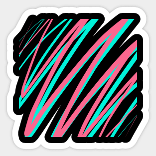 retro 80s design Pink and aqua on black Sticker